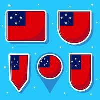 ufficiale nazione segni di samoa, paesi bandiera striscioni. internazionale viaggio simboli, punto di riferimento simboli, geografia e carta geografica bandiere emblema. isolato segni impostato vettore