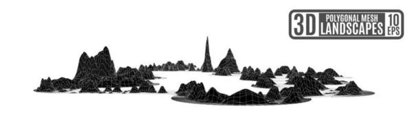 montagne di computer nere su sfondo bianco vettore
