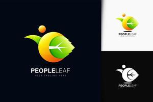 design del logo foglia di persone con gradiente vettore