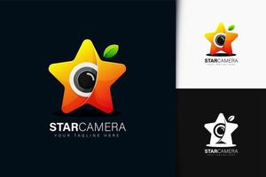 design del logo della fotocamera a stella con gradiente vettore