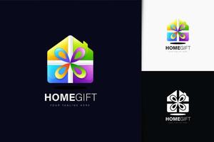 design del logo regalo per la casa con gradiente vettore
