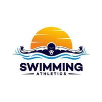 nuoto sport logo modello illustrazione design vettore