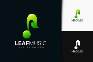 design del logo musicale foglia con gradiente vettore