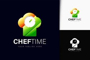 design del logo chef time con gradiente vettore