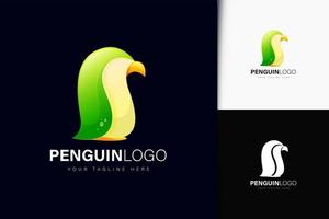 disegno del logo del pinguino con sfumatura vettore