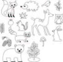 Clipart di francobolli digitali animali di bosco vettore