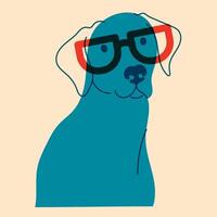 cane, cucciolo nel occhiali. avatar, distintivo, manifesto, logo modelli, Stampa. illustrazione nel un' minimalista stile con riso Stampa effetto. piatto cartone animato stile vettore