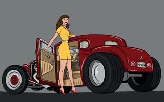 illustrazione di rosso Vintage ▾ auto vettore