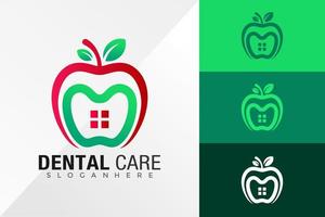 modello dell'illustrazione di vettore di progettazione di logo di cure odontoiatriche della casa della mela