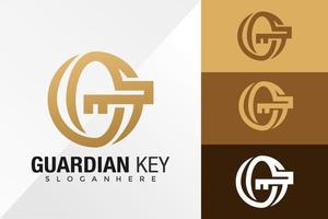 modello di illustrazione vettoriale di lusso lettera g chiave logo design