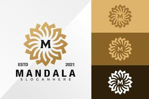 lettera m mandala ornamento logo design template vettoriale