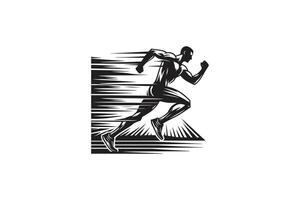 in esecuzione atleta logo, silhouette vettore