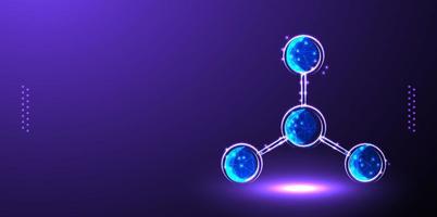 sfondo scientifico con molecola o atomo, sfondo medico illustrazione vettoriale low poly wireframe sfondo isolato