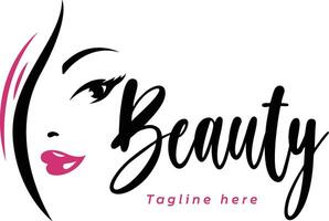 cosmetici logo design con donna viso vettore