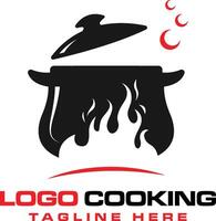 cucinando pentola logo design vettore