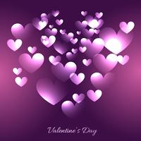 illustrazione dei cuori di giorno di San Valentino in sfondo viola vettore