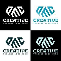 creativo 3 lettera logo disegno, pac, vettore