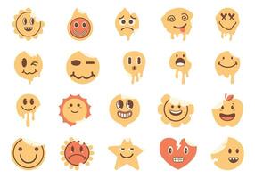 emoticon retrò anni 90 etichetta elemento impostato vettore