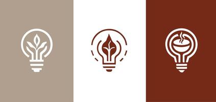fagiolo e leggero lampadina caffè idea logo design gratuito svg vettore