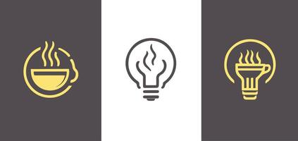 fagiolo e leggero lampadina caffè idea logo design gratuito svg vettore