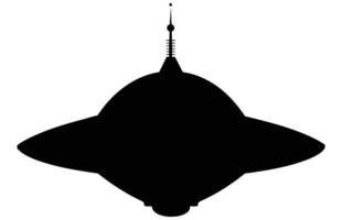 ufo alieno navicella spaziale nero silhouette, semplice alieno nave simbolo, spazio volante piattino. vettore