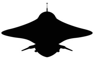 ufo alieno navicella spaziale nero silhouette, semplice alieno nave simbolo, spazio volante piattino. vettore