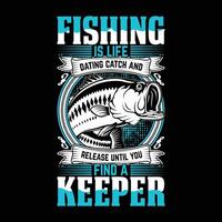 design t-shirt da pesca vettore