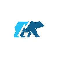 un' orso logo con un' blu montagna su esso vettore