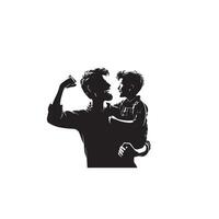 padre e figlio silhouette su bianca sfondo. padre e figlio logo, illustrazione. vettore