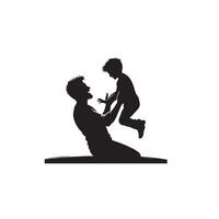 padre e figlio silhouette su bianca sfondo. padre e figlio logo, illustrazione. vettore