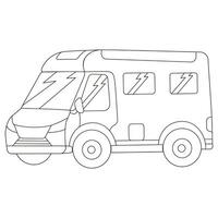 furgone camion o rv auto per consegna o campeggio nel nero e bianca stile vettore