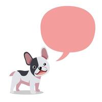 cartone animato personaggio carino francese bulldog con discorso bolla vettore