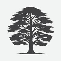 Stampa maestoso cedro albero silhouette, della natura senza tempo bellezza nel silhouette arte vettore