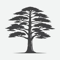 Stampa maestoso cedro albero silhouette, della natura senza tempo bellezza nel silhouette arte vettore