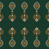 tradizionale etnico motivi ikat geometrico tessuto modello attraversare punto.ikat ricamo etnico orientale pixel verde sfondo. astratto, illustrazione. trama, decorazione, carta da parati. vettore