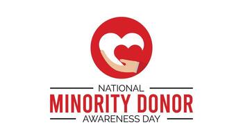 nazionale minoranza donatore consapevolezza giorno è osservato ogni anno su agosto.banner design modello illustrazione sfondo design. vettore
