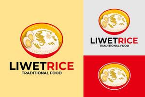 liwet riso tradizionale cibo logo design vettore