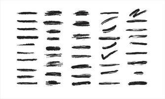 pennellate diritte nere testurizzate illustrazione vettoriale. set di pennellate su sfondo isolato vettore