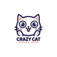 kawaii pazzo gatto logo design vettore