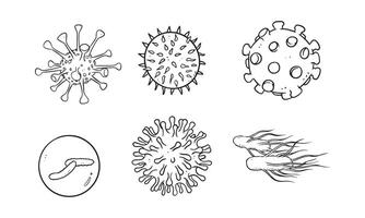 set di virus disegnati a mano illustrazione vettoriale