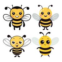 impostato di miele ape clipart illustrazione vettore