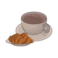 illustrazione di caffè tazza e brioche vettore