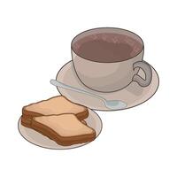 illustrazione di caffè tazza e pane vettore