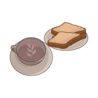 illustrazione di caffè tazza e pane vettore