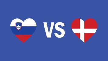 slovenia e Danimarca incontro design emblema cuore europeo nazioni 2024 squadre paesi europeo Germania calcio simbolo logo illustrazione vettore
