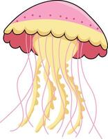 carino giallo-rosa Medusa. mare animale pesce subacqueo nel piatto semplice stile. vettore