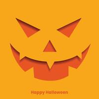 realistico papercut stile ridendo fantasma viso Halloween sfondo vettore