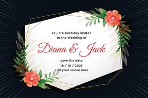 attraente nozze carta design con fiore decorazione vettore