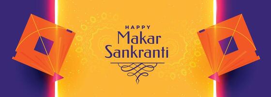 bellissimo makar sankranti Festival bandiera design design vettore