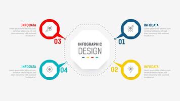 quattro passo Infografica elemento design modello per presentazione. processi diagramma e presentazioni fare un passo, flusso di lavoro disposizione, striscione, flusso grafico, Informazioni grafico illustrazione. vettore